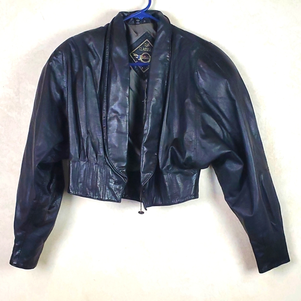Genuine Leather Batwing Crop Jacket